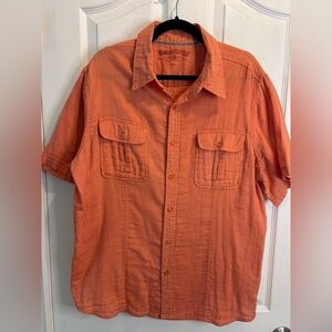 🔥”Margaritaville” Men’s Orange Casual Button Down Short Sleeved Shirt w/ Pockets